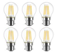 WULUN B22 LED Filament Ampoule, 4W équivalent 40W, Ampoule à baïonnette B22, Mini Golfball G45, 3000K Blanc chaud, 400 Lumens, Verre transparent, AC 220, Pour Lustres, Plafonnier, Non Dimmable, 6 Pcs