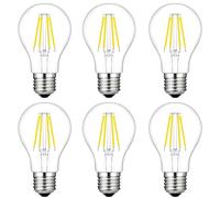 WULUN E27 A60 4w verre Vintage LED ampoule, ampoule décorative, E27 base, AC/DC 220-240V, sans scintillement, 6000k blanc froid, 400 lumens, 6 pcs