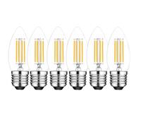 WULUN E27 C35 4w bougie verre Vintage LED ampoule, bougie décorative ampoule, E27 base, AC/DC 220-240V, sans scintillement, 3000k blanc chaud, 400 lumens, 6 pcs