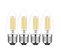 WULUN E27 C35 Ampoule LED, 4W équivalent 40W Ampoule Halogène, 400Lm Lumière Blanc chaud 3000K, AC/DC 220V - 240V, 360 ° angle de faisceau, Non Dimmable, CRI>85, lot de 4