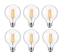 WULUN E27 G80 4w verre Vintage LED ampoule, ampoule décorative de golf, base E27, AC/DC 220-240V, sans scintillement, 3000k blanc chaud, 400 lumens, 6 pcs