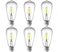 WULUN E27 ST64 Edison LED Ampoule, 4W équivalent 40W, Blanc Froid 6000K 400lm, Transparente Filament, Rétro Décorative Lampe, AC 220V, Pour la décoration intérieure Restaurant, Non Dimmable, 6 Pcs