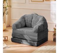 Wumagin 3-en-1 Canapé Convertible, Canapé-Lit en Cordon et Mousse, Chauffeuse 1 Place, Fauteuil avec Poignée Intégrée, Adapté Au Salon et à La Chambre,Gris