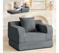 Wumagin Canapé Lit 1 Place Convertible Gris foncé 100x172x67cm, Fauteuil Lit avec Coussin, Chauffeuse Convertible Velours Côtelé, Canapé Type Pouf, Chambre et Bureau