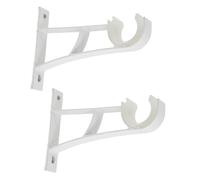 WUMZIRA Lot de 2 Supports de Tringle à Rideaux sans Perçage pour Coffre de Volet Roulant, Support Rideau en Aluminium Robuste, Fixation Rideau sans Percage, Blanc Ivoire, pour Barres Ø19-28mm