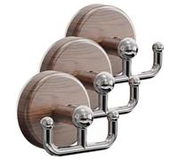 WUMZIRA Lot de 3 Crochets à Ventouse Double, Patère Murale sans Perçage Motif Grain de Bois, Crochet de Salle de Bain et Cuisine Robuste, Design Électrodéposé Élégant pour Serviette et Peignoir