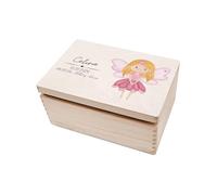 wunderwunsch - Boîte à souvenirs de fée personnalisée avec nom - Boîte à souvenirs individuelle pour bébé - Jolie caisse de collection en bois pour les plus beaux souvenirs avec nom au choix (rose)