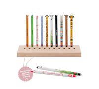 wunderwunsch Porte-crayons pour Legami et Co en bois solide - Porte-crayons pour crayons de couleur - Cadeau de rentrée des classes et école primaire (sans nom, allongé)