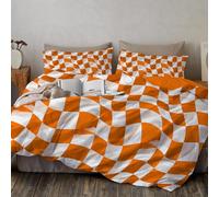 WunM Studio Housse De Couette 220x240CM Jaune,Imprimé Damier Classique De Literie en Microfibre Douce Et Douillette,Contient 1 Housse De Couette Et 2 Taies d'oreiller