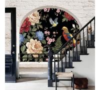 WunM Studio Papier Peint Arbres Tropicaux Panoramique 3D vintage français exquis floral Papier Peint Colibri, un animal exquis Murale Salon Chambre à Coucher Maison Décoration Intérieure,200x140cm