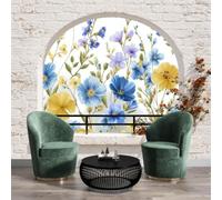 WunM Studio Papier peint panoramique nature Motif de fleurs sauvages,brins de fleurs sauvages murale intissée non adhésive,colle requise,400x280cm,décoration salon chambre