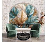WunM Studio Papier peint panoramique nature Motifs modernes de luxe,feuilles de plantes de la jungle murale intissée non adhésive,colle requise,184x127cm,décoration salon chambre