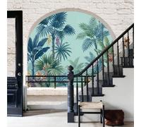 WunM Studio Papier peint panoramique nature Paysages de jungle tropicale,cocotier nordique digne d'Instagram murale intissée non adhésive,colle requise,200x140cm,décoration salon chambre