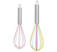 WUNZILO 2 Pièces Fouet Cuisine silicone Professionnel, Batteur Manuel à Œufs, Fouet pour Mélanger, Remuer la Pâte, les Œufs, Mousser, Fouetter, Argent（8/10 Pouces）