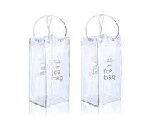 Wupiusa Sac à Vin de Glace 2 Pièces avec Poignée Refroidisseur de Poche à Vin Transparent pour Fête, Extérieur, Champagne, Bière Froide