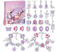 WUQNGI Calendrier de l'Avent 2026 Enfant Fille, Calendrier de l'Avent Bijoux Femme Bricolage, 24 Jour Calendrier de l Avent Ado, DIY Bracelet Collier Kit Cadeau de Noël pour 5 6 7 8 9 10 11 12 13 Ans