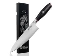 Wusaki Fujiko Black - Couteau de Chef Design Japonais Lame 20cm Acier Inoxydable Haute Teneur Carbone 10Cr - Vendu dans un coffret cadeau