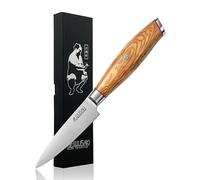 Wusaki Fujiko - Couteau d'office 9cm design japonais lame damas 10CR manche bois d'olivier - Vendu dans un coffret