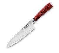 Wusaki Pakka X50 Couteau Santoku lame 17cm acier inox martelé, manche en Pakkawood - Vendu dans un coffret noir