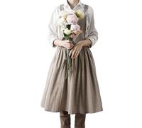 Wusideday Tablier en coton et lin de couleur unie, style bohème nordique, tablier de style japonais avec poches, bretelles croisées dans le dos, bavoir décontracté pour homme et femme, oatmeal, Refer