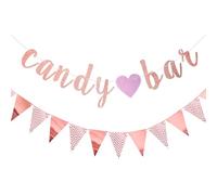 WUSJCOF Ensemble de Guirlande & Accessoires pour Bar à Bonbons - Décoration de Bar à Bonbons pour Mariage, Panneau & Guirlande Fanion, Bannière Pailletée Bar à Bonbons