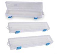 Wusvive Boîte de rangement en plastique pour pinceaux 33 x 7 x 3,5 cm | Convient aux pinceaux jusqu'à 33 cm, organiseur à couvercle à charnière pour stylos aquarelle, crayons, marqueurs, couture