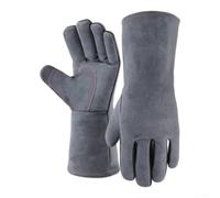 Wusvive Gants de soudage améliorés de 40,6 cm résistants à la chaleur | Cuir de vachette fendu, doublure en coton, manchette étendue pour bras, travail du métal de soudage au barbecue