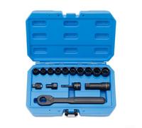 Wusvive Jeu de 15 clés à douille 10-19 mm | Acier chromé, 6 et 12 points, cliquet bidirectionnel, métrique 10-19 mm, boîtier compact, réparation automatique et bricolage