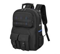Wusvive Sac à dos à outils robuste avec compartiments rembourrés 30 x 16 x | Compartiments rembourrés, poches multiples, sangles ergonomiques, pieds en caoutchouc, organiseur d'électricien, noir