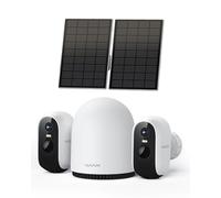 WUUK caméra Surveillance WiFi exterieure sans Fil avec Panneaux solaires, caméra Exterieur Solaire 2K, Homebase + 2 caméras, Pas de Frais mensuels, WiFi 2.4/5GHz, Compatible avec Alexa et Google