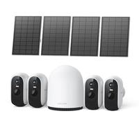 WUUK caméra Surveillance WiFi exterieure sans Fil avec Panneaux solaires, caméra Exterieur Solaire 2K, Homebase + 4 caméras, Stockage Local de 32 Go, WiFi 2.4/5GHz, Compatible avec Alexa et Google