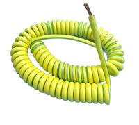 WUUKEPSG Câble Spiralé À Ressort, Fil de Terre Jaune-Vert Monoconducteur Câble Rétractable Télescopique En Cuivre, 20/18/17/15/13/11/9/7 Awg, Extensible de 1/2/3/4/5 M/13Awg 2.5Mm2/Stretch 3.0Meters
