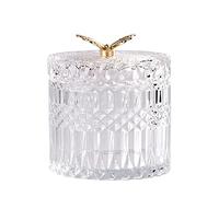 Wuuooei Bocal à Bonbons en Verre, Bonbonnière Verre Mariage, Cristal, Plats de avec Couvercles, Contenants Décoratif pour Buffet, Candy Bar, Dragées, 8.5*8.5 cm W0224, Transparent
