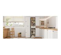 WUVRIE Colonne de rangement cuisine 170 cm, MDF blanc, 2 portes, 1 tiroir, 4 étagères réglables