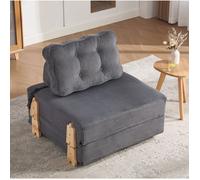WUVRIE Fauteuil convertible en lit 1 place, corduroy gris foncé, style scandinave moderne, bois
