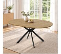 WUVRIE Table à manger extensible ronde à ovale 100/140 x 100 cm MDF effet bois 4 à 6 personnes