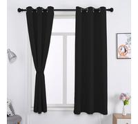 WUXXIANG Lot de 2 Rideaux Occultants 90 x 250 cm en Polyester, Élégants et Opaques, Rideaux Occultant Court Isolant Thermique, avec Noir Doublure, pour Maison Salon, Noir