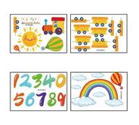 WUYJI Stickers muraux, Lot de 4 stickers muraux pour enfants, motif arc-en-ciel motif train décoratifs pour chambre d'enfant ou de fille