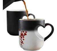 Wuyooprt Tasse Magique en Céramique Changeante de Couleur en forme de cœur, Mug Magique Personnalisé avec poignée en cœur, Mug Saint Valentin Tasse Saint Valentin pour femme, hommes