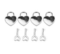 WUZIA Cadenas en forme de cœur avec clés, serrure décorative pour boîte de | Corps en alliage de zinc, 38 x 30 mm, pour agenda, boîtes à bijoux, sacs à main, design léger et portable, lot de 4, argent