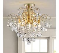 WUZUPS lustre en cristal plafonnier encastré luminaire moderne pour chambre à coucher couloir bar cuisine salle de bain, h 45 x w 50, base e14, or