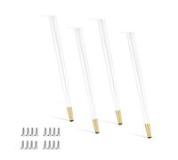 WWERTYY Lot de 4 Pieds de Meubles réglables en métal Blanc/doré, Hauteur de 50 cm, Pieds de Rechange pour Table, Bureau, Chaise, Armoire, Commode, lit, crédence.