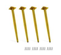 WWERTYY Lot de 4 Pieds de Meubles réglables en métal doré 50 cm Pieds de Table de Remplacement pour Chaise de Bureau, canapé, Armoire, Commode, lit, crédence, Hauteur réglable, Support Rob