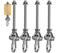 WWFFEN Lot de 4 mousquetons pour suspension sans effort à 180 °, fixation pour hamac en acier inoxydable, poutres en bois M10, plafond en béton, fauteuil suspendu, charge maximale de 227 kg, pour aire