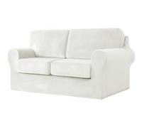 WWQQKJ Housse de canapé 2 Places avec 2 Coussins séparés et 2 Housses de Dossier, Housse de canapé de Remplacement Extensible 5 pièces for Le Salon(Bianco.,2 posti)