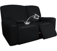WWQQKJ Housse de canapé inclinable en Cuir PU for 1 2 3 Places, Housse de Chaise inclinable Extensible imperméable for Salon avec Housses de Meubles de Poche latérale(Nero,2 Posti 6-Pezzi)
