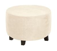 WWQQKJ Housse de Pouf Ronde Extensible, Housse de Luxe en Velours élasthanne, de Repose-Pieds de Fauteuil for Le Salon, de Tabouret Douces Amovibles et lavables(Cream,Large)