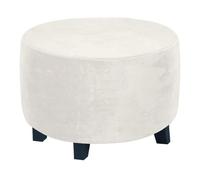 WWQQKJ Housse de Pouf Ronde Extensible, Housse de Luxe en Velours élasthanne, de Repose-Pieds de Fauteuil for Le Salon, de Tabouret Douces Amovibles et lavables(Bianco,XL)