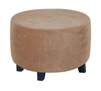 WWQQKJ Housse de Pouf Ronde Extensible, Housse de Luxe en Velours élasthanne, de Repose-Pieds de Fauteuil for Le Salon, de Tabouret Douces Amovibles et lavables(Cammello Chiaro,Large)