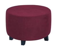 WWQQKJ Housse de Pouf Ronde Extensible, Housse de Luxe en Velours élasthanne, de Repose-Pieds de Fauteuil for Le Salon, de Tabouret Douces Amovibles et lavables(Rosso Bordeaux,S)